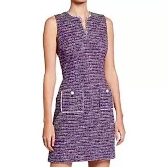 Karl LagerfeldTweed Sheath Dress Womens size10 Purple Mini Sleeveless EUC - Picture 12 of 12